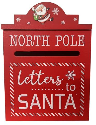 eBoutik - Boîte à lettres traditionnelle au Père Noël – Liste de réveillon de Noël en bois et carte de Noël Décoration de boîte aux lettres Père Noël pour enfants – Décoration de maison de style ferme