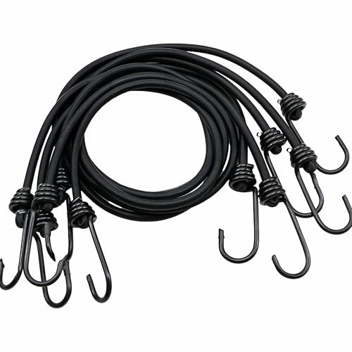 Lot de 15 mini tendeurs avec crochets, 30,5 cm, courts, noirs, 5 mm d'épaisseur, résistants aux intempéries, utilisation pour le camping, les tentes, le maintien de fils et tuyaux