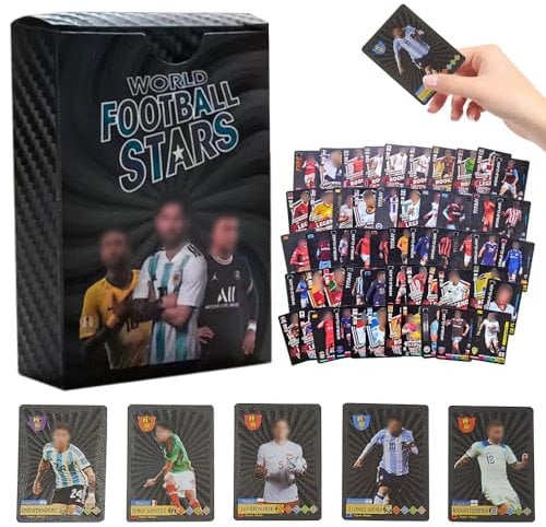 XPJBKC Football Star Cards, 55 PCS 2025 Premier League Football Super Stars Collectible Cards, Black Limited Edition, World Cup 2025