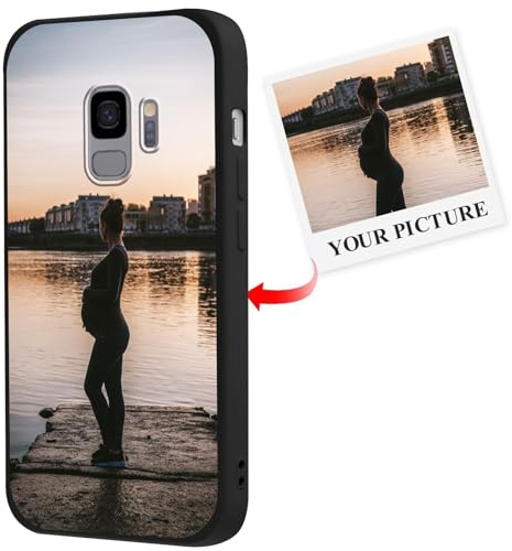 Xylota Personalisierte Handyhülle für Samsung Galaxy S9 5,8'', Personalisiert Hülle mit Selbst Gestalten Eigenem Bild Foto Schutzhülle, Individuelle Design Stoßfest Silikon Case für Samsung S9,Schwarz