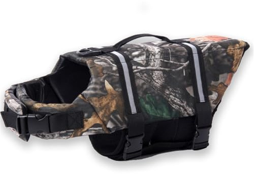 FANSU Gilet de Sauvetage pour Chien avec Poignée, Gilet de Sauvetage Réglable pour Chiens de Petite, Moyenne et Grande pour Sécurité de l'eau Plage, Piscine (L,Succursales)