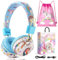 AXFEE Cuffie Bluetooth per Bambini,Cuffie Bluetooth Per Bambini Unicorno, LED Cuffie Cablate/Wireless con Orecchio, Audio Stereo HD Over-Ear Cuffie per Studiare/Viaggiare, Bluetooth 5.3 Version