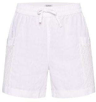 SOCCX Damen Leinenshorts mit Ajour-Taschen Opticwhite, Xs