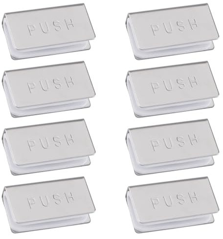 UFURMATE Magnetic Catch Clamp, 8Pcs Adjustable Frameless Magnetic Strike Plates Rectangular Metal Glass Door Clips, Glass Cabinet Latch Replacement Parts （Chrome）