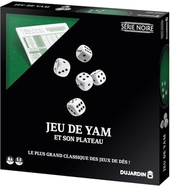 Série Noire Yam 421 - Jeu de société - Jeu de dés Classique - Table de Jeu et Bloc de Feuilles de Score fournis -