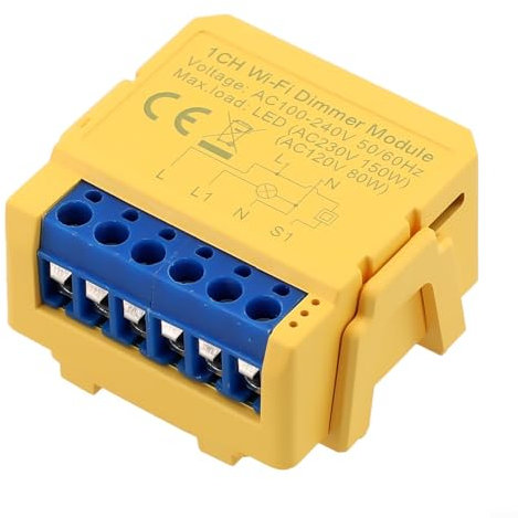 Zeroupshop 1 PCS Smart WiFi LED Light Dimmer Switch Module Single Gang Double Gang Remote Control For Tuya APP Voice Control Home Automation(Wifi 1Gang)