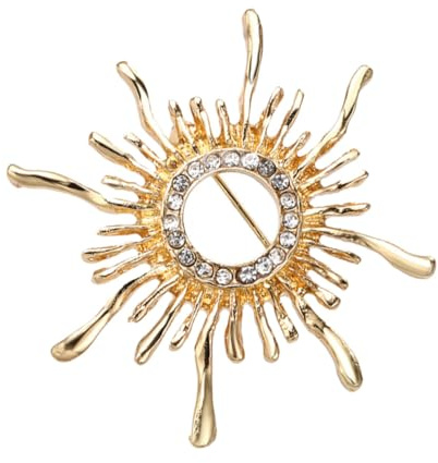 Ipetboom Broche Soleil Vintage Alliage Électrolytique Doré Épingle Corsage Décorative Pour Veste Femme Style Rétro Élégant Accessoire Mode