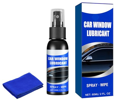 Obotsnoi Window Track Cleaner Glass Lifting Agent Rubber Strips Seal Softening Agent 60ml Car Window Lubricants With Cloth Easy Application