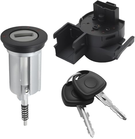 Ollanoos 0913694 Zündschloss und Schließzylinder mit zwei Schlüsseln, Ersatz für VAUXHALL Combo Corsa B 1993–2000 Corsa C 2001–2011