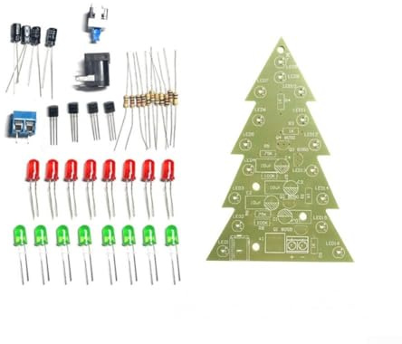 Weihnachtsbaum-Bausatz mit 16 Lampen, zum Löten, lustiges Montageprojekt mit bunten LED-Lichtern und klarer Bedienungsanleitung (A)
