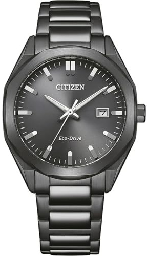 Citizen Eco-Drive Herrenuhr Edelstahl, Grau, 38 mm, BM7625-80H | Analog Quartz, Kristallglas, 10 bar Wasserdicht, 180 Tage Gangreserve, Datum, Edelstahlband