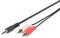 DIGITUS cable adaptador de audio - jack de 3,5 mm a 2x RCA - Cable auxiliar - cable estéreo - adaptador RCA - 5 m - negro - para sistemas estéreo, cine en casa, barra de sonido, ordenador