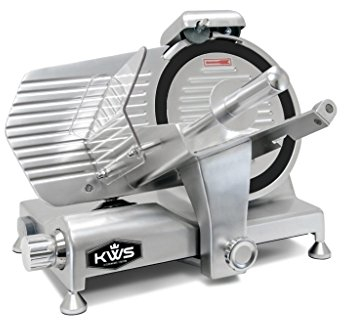 KitchenWare Station KWS Premium Commercial 320w Electric Meat Slicer 10 with Non-sticky Teflon Blade, Frozen Meat/Cheese/Food Slicer Low Noises Commercial and Home Use