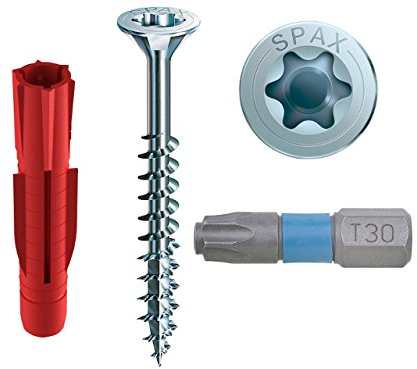 TOX Allzweckdübel Tri 8/51 KT mit Senkkopfschraube SPAX Teilgewinde 6,0 x 70 mm und SPAX®-BIT T-Star plus T 30 VPE 100 Stück