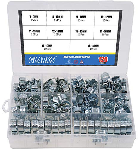 Glarks Mini-Schlauchschellen, 10 Größen, für Diesel-Benzinleitungen, 120 Stück