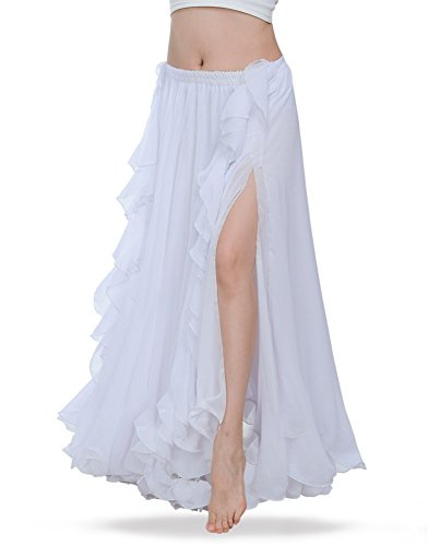 ROYAL SMEELA Chiffon Bauchtanz Rock Damen Gute Qualität Bauchtanz Kostüm Damen Ausbildung Tanzkleid Bauchtanz Maxi Rock Chiffon Flamenco Rock Lang Bauchtanz röcke Bauchtänzerin Rock für Frauen