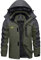 KEFITEVD Winterjacke Herren Skijacke mit Kapuze Warme Jacke Übergangsjacke Gefüttert Arbeitsjacke mit Multi Taschen Dicke Hardshelljacke Männer Kurz Parka Winter Dunkeloliv XL