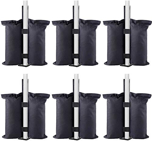 TESSLOVE Gewichtssäcke in Industriequalität, Sandsäcke, Beingewichte für Pop-Up-Zelt, Terrassenschirm, Outdoor-Möbel (nur Taschen, Sand Nicht enthalten). (6pcs-S, Schwarz)