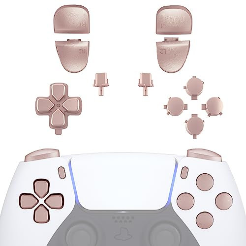 eXtremeRate Replacement D-pad R1 L1 R2 L2 Triggers Share Options Face Buttons for ps5 Controller BDM-010, Metallic Rose Gold Full Set Buttons Repair Kits with Tools for ps5 Controller