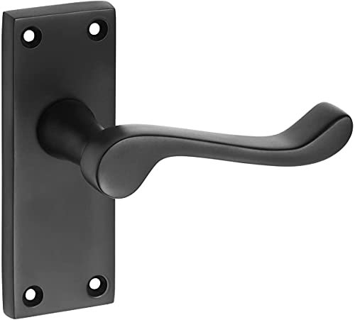 Golden Grace Victorian Scroll Lever Latch Door Handles in Matt Black Finish, Classic Interior Doors Hardware, 1 Pair - 120mm Long