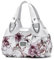 NICOLE & DORIS Handtaschen Damen Designer Tasche Elegante Groß Handtasche Modern Shopper Tote Bag Damentasche mit Blumenmuster Schwarzer Griff/grüne Blume Weißer Griff/rosa Blume