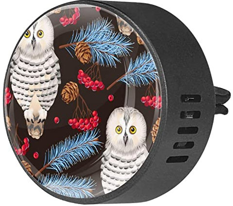 Timmershabi Eulen Tannenbaum und Tannenzapfen, 2 Stück, individueller Auto-Aromatherapie-Lufterfrischer, Diffusor, Auto-Duftdiffusor, Medaillon, Auto-Diffusor, Lüftungsclip, für Auto, Büro, Küche