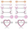 ORAZIO 6 Paires 14G Anneaux de Mamelon pour Femmes en Acier Inoxydable 316L Coeur Papillon Lune CZ Fleur Barbell Anneaux de Mamelon Ensemble Mignon Nipplerings Piercing Bijoux