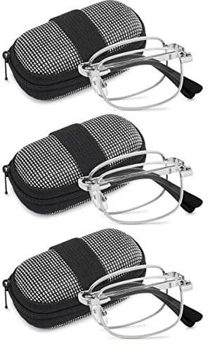 VEVESMUNDO Herren Lesebrille Faltbare Klappbare Zusammenklappbar Metall Faltbrille Klappbrille (+1.25, 3 Stück Silber)