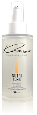 Knaus Hairdesign Nutri Luxus Allrounder Haarspitzenfluid - 5-Phasen Spray Feuchtigkeit - Pflegt und Kräftigt - Schnellkur Versiegelt Spliss und Schäden - Haaröl Jojoba und Macadamia-Öl 100 ml VEGAN