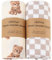 LifeTree Baby Pucktuch Musselin Tuch, 2 Stück 120x120cm Musselin Swaddle Decke Baby Bambus Baumwolle Swaddle Wrap für Junge und Mädchen, Bär & Kariert