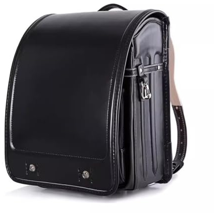 ZCBYBT Ransel Randoseru Japanese School Bags Large Capacity Bookbag PU Leather Light Weight Backpack for Girls Boys,Black
