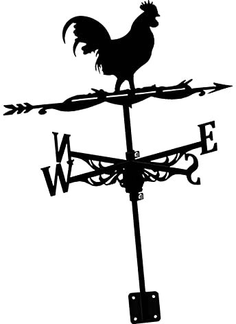 rockible Montaje de Cerca Forma de Gallo Veleta Veleta Veleta Herramientas de medición Escena de Granja Negra Cabeza Abajo Gallo para jardín de Granja