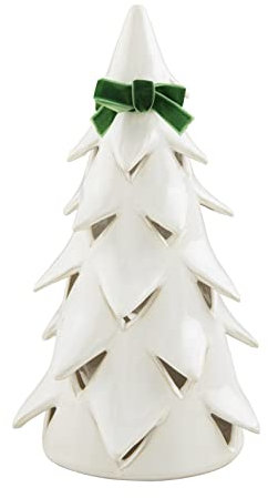 Mud Pie Árbol de Navidad blanco, 10 1/2 pulgadas x 4 3/4 pulgadas de diámetro, mediano