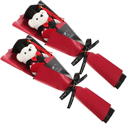 ABOOFAN 2stücke Abschlussfeier Dekoration Plüschbär Bouquet Bär Zum Abschluss Plüschbär-blumenstrauß Zum Schulabschluss Partydeko Geschenk Zum Bachelorabschluss