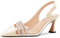 HEUIVZAR Women Mid Kitten Heel Pointed Toe Sandals Pumps Court Shoe Slingback Rhinestone Crystal Office Dress 6.5 CM Heels Nude 6 UK