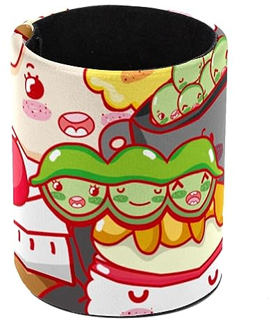VAPOKF Porte-stylos pour bureau, pot à crayons, pinceaux de maquillage, fournitures de bureau, organisateur pour la maison et le bureau – Kawaii dessins animés sushis motif gastronomie japonaise