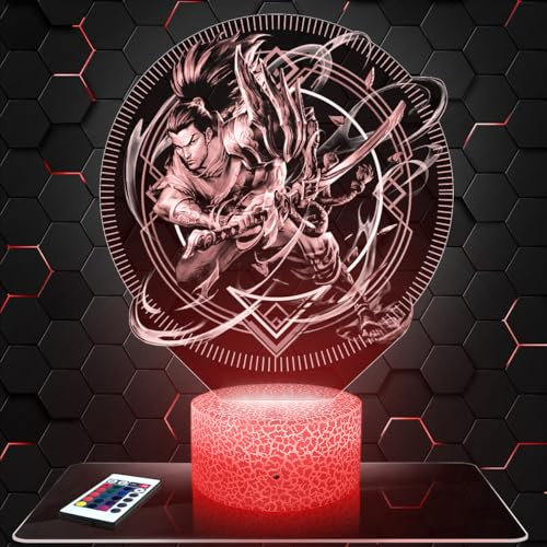 Lampe LOl Yasuo deko Zimmer Junge Lampe 3D LOl Yasuoobjekt Gaming Gamer Videospiele Geschenk gedämpftes Licht Nachtlicht deko Büro. Eigenartig Geschenk Weihnachten Teenager