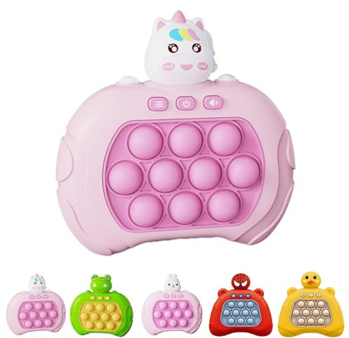 Light Up Pop it Game Quick Push Bubbles Game,Unicorn Handheld Fast Speed Pushing Game,Poppet Game Sensory Fidget Toys for Autism,Puzzle Pop Game Controller Santa Push Button Toy for Girls Xmas Gifts