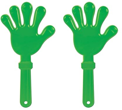 Beistle Giant Hand Clappers – 2 Pack, Green Plastic Loud Noise Makers for Sports Celebrations, Pep Rallies, Team Party Handouts, Tailgates, and Spirit Events, 15