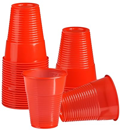 DETERMONDO 1000 Bicchieri Rossi Plastica 180 ml Bicchieri Plastica Rossi per Natale Capodanno Feste ed Eventi