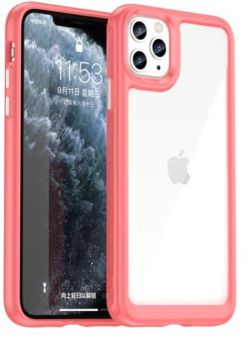 AWZHYDT Designed for iPhone 11 Pro Max Phone Case[ 360 Full Rubber Bumper & Transparent Back Cover] Anti-slip and anti-fingerprint Cover for iPhone 11 Pro Max 6.5(Red)