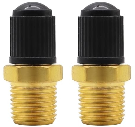Aoyswuz 1/8 NPT Cobre Puro Válvula de Aire, Núcleo de Aire, Válvula de Llenado del Tanque del Aire para Coche, Motocicleta, Camión (2 Piezas)
