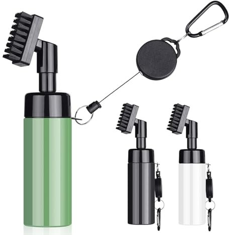 FUZVOL Golf Club Brush Groove Cleaner with Water Spray Bottle and Hook, Golf Groove Cleaning Brush for Golf Ball Club, Portable Brush Cover Golf Accessories Golf Gifts for Men Emerald Green