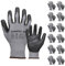 Baratec Grey PU Work Gloves 12 Pairs, Mens Womens Unisex, Safety Working, Protective, Gardening, PPE Grip, Construction, Warehouse, DIY, EN388 Certified, Comfortable Polyester Liner, Size Small