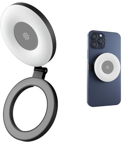 TELESIN Magnetic Selfie Light for Phone, 3-Modes Magnetic Fill Light for Magsafe, Rechargeable 180° Flip Phone Ring Light for iPhone 15 14 13 12 Series Android Phones for Makeup, Video, TikTok, Vlog