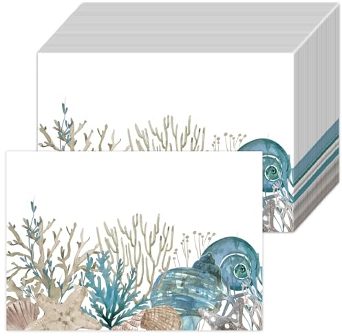 Tarklanda 50 tovagliette di Carta estive tovagliette USA e Getta con Stelle Marine Corallo e Conchiglia, Oceano Tropicale tovagliette di Carta 40x28 cm, per Cucina, Vacanze, Feste