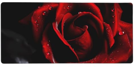 Extra großes Gaming-Mauspad mit roter Rose, 90,2 x 40,6 cm, Gummi-Tastatur-Pad, Computer-Mauspad, Schreibtischunterlage