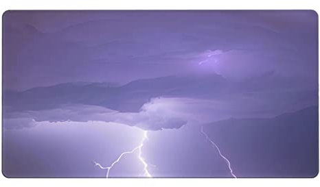 Lightning Storm Mouse Pad Stitched Edges and Non-Slip Base, Water Resist Desk Pad for Keyboard Laptop 29.5 X 15.8