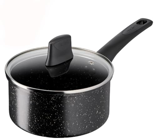 Tefal Titanium Stone Saucepan 18 cm + Lid, High-Performance Non-Stick Coating, Metal Spatula Safe, All Hobs Including Induction, E1052345