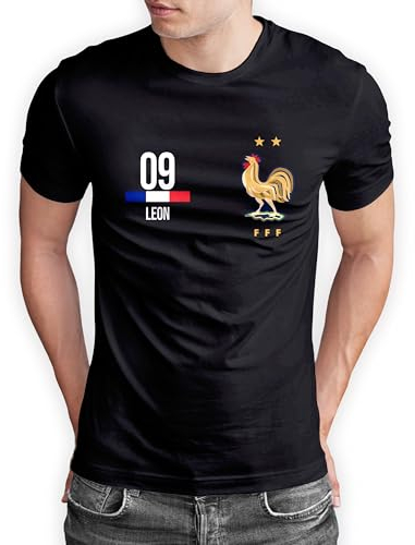 Frankreich T-Shirt „EM 2024“ Trikot Fußball Shirt Herren Damen Unisex Europameisterschaft - personalisiert mit Zahl & Namen - Fanartikel Fan-Outfit, Schwarz, Gr. XXL